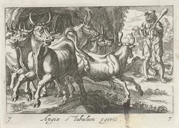 Hercules hoedt de kudde van Geryon (titel på objekt) Herculische teman (serietitel)
