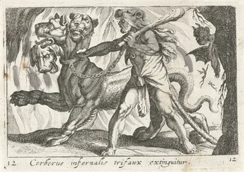 Herkules hämnas Cerberus Cerberus infernal trifaux är släckt (titel på objekt) Herculische teman (serietitel)