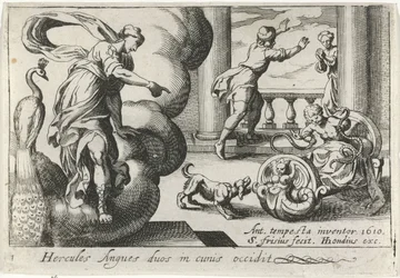 Jonge Hercules wurgt twee slangen Hercules dödar två ormar i sina vaggor (titel på objekt) Herculische teman (serietitel)