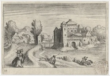 Flodlandskap med ett slott Sydeuropeiska landskap (serietitel) Topographia variarum regionum (serietitel)