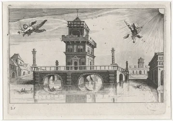 Stadsbild med Ikaros och Daedalus Sydeuropeiska landskap (serietitel) Topographia variarum regionum (serietitel)