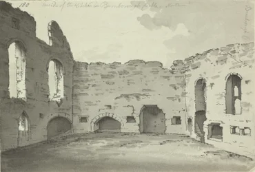 Bamburgh Castle, köksruiner, Lägg till. 15542, f.180, c.1780 (penna- och bläcktvätt på papper)