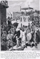 Konstantin utropade till kejsare i York, 306 A.D., illustration från 