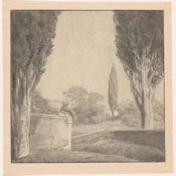 Landskap med vägg och cypress Påminnelse (originaltitel)