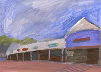 Strip Mall 4, 2023 (akryl på papper)
