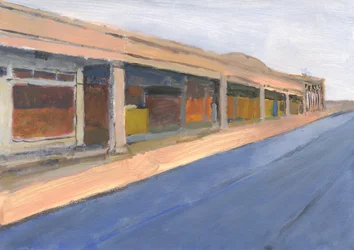 Strip mall 6, 2023 (akryl på papper)