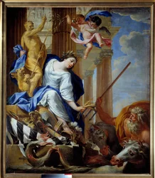 Allegory of the Benefits of Peace Målning av Simon Vouet (1590-1649) 1645 Cherbourg, Musee Thomas Henry