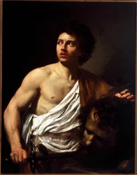 David håller i huvudet av Goliat Målning av Simon Vouet (1590-1649)