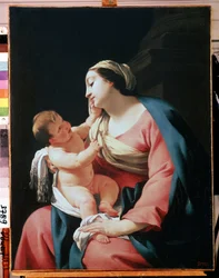Jungfrun och barnet (Jungfrun och barnet). Målning av Simon Vouet (1590-1649). Olja på duk, 99,1 x 76,5 cm, tidigt 1600-tal. Fransk skola, barockkonst. Eremitagemuseet, Sankt Petersburg.