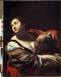 romersk välgörenhet. Cimon dömd att svälta i fängelse livnär sig på bröstet på sin dotter Pero. Målning av Simon Vouet (1590-1649). Olja på duk, ca 1620. Fransk konst, barockstil. State Regional I. Pozhalostin Art Museum, Ryasa