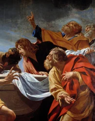Apotrerna vid Jungfruns grav Detalj av en målning av Simon Vouet (1590-1649) 1600-talets Paris, Eglise Notre Dame des Champs