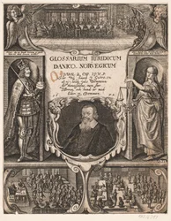 Titelsida med porträtt av C.O. Veile till "Glosarium juridicum Danico - Norvegicum", 1652