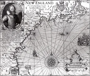 Karta över kusten i New England, observerad och beskriven av kapten John Smith (1580-1631) 1614, från 