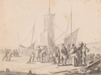 Strand med fiskförsäljare
