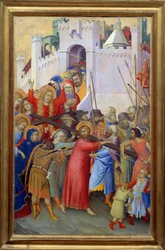 Le portement de croix Målning på trä av Simone Martini (ca 1284-1344) Dim. 0,3x0,2 m - Bärandet av korset. Målning på trä av Simone Martini (cirka 1284-1344). 0,3 x 0,2 m. Louvren, Paris