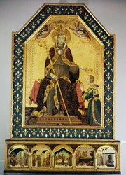 Saint Louis biskop av Toulouse kröner sin bror Robert av Anjou, kung av Neapel