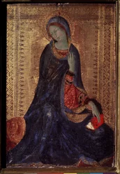 Virgin tillkännagivande. Målning av Simone Martini (1280/85-1344)