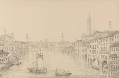 Album med 30 vyer i Tyrolen och Italien: Staden Verona från bron, 1 november 1840