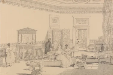 Album med 30 vyer i Tyrolen och Italien: Drawing Room, Casino Pecori 12 oktober 1841