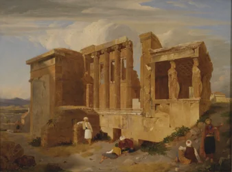 Erechtheum, Aten, med figurer i förgrunden