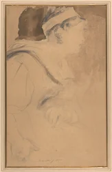 Studie av en flicka för "Mary, Queen of Scots, Escaping from Loch Leven Castle"