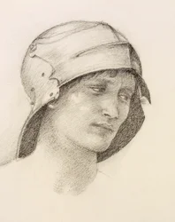 Kvinna i hatt, detalj från en skissbok, c1880-talet.