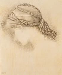 Kvinnans huvud, detalj från en skissbok, 1886.