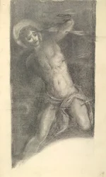 Studie av Tintorettos Saint Sebastian i Scuola Grande di San Rocco, 1859 eller 1862