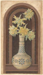 Narcissus i en blå och vit vas