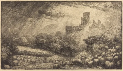 Corfe Castle: Effekt av solsken efter regn
