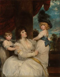 Porträtt av Jane, grevinnan av Harrington, med hennes söner, viscount Petersham och den ärade Lincoln Stanhope
