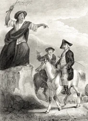 Meg Merrilies forudsiger Fall of the House of Ellangown, illustration fra 