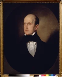 Porträtt av den ryske författaren och filosofen Piotr Yakovlevitch Tchaadaiev (Chaadaev eller Chaadayev) (1794-1856)"" Målning av Sandor Kozina (1808-1873) 1848 State Museum of History, Moskva