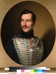 Portrait du prince Mikhail Fiodorovich Golitsyn (1800-1873) - Peinture de Sandor Kozina (1808-1873), huile sur toile (68x55 cm), debut 1840 - Porträtt av Prince Mikhail Fiodorovich Golitsyn, Olja på duk, Earlyor Kozina, Earlyor Kozina) Statens historiska m
