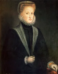 Anna av Österrike, drottninggemål till Filip II av Spanien och Portugal, 1573.