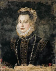 Elisabet av Frankrike (Isabella av Valois, Isabel de la Paz) - Elisabet av Valois (1545-1568), Spaniens drottning - Sofonisba Anguissola (ca 1532-1625). ca 1599. Mått: 68 x 54 cm. Kunsthistorisches Museum, Wien