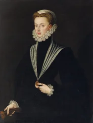 Jeanne av Österrike (Jeanne de Habsbourg) - Porträtt av Johanna av Österrike (1547-1578) av Anguissola, Sofonisba (ca 1532-1625). Olja på duk, storlek: 106x81, , Privat samling