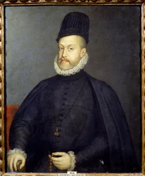 Porträtt av Spaniens kung Filip II (1527-1598). Målning av Sofonisba Anguissola eller Anguisciola (1540-1625)