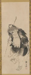 Gama Sennin kinesiska Hou Xiansheng och hans trebenta padda, Edo-period, 1700-talet.
