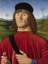 En man med en rosa, ca. 1495