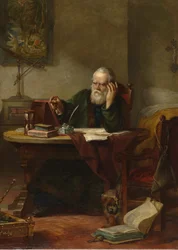 Detalj av: John Milton besöker Galileo Galileo när en fånge av inkvisitionen par Hart, Solomon Alexander (1806-1881)