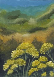 Landskap med gyllene blommor