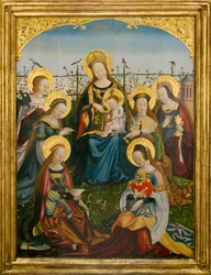 Triptyk av Jungfru Maria och barnet med helgon (mittpanelen)