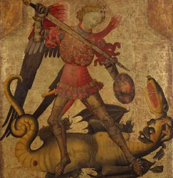 Sankt Mikael och draken, ca. 1405.