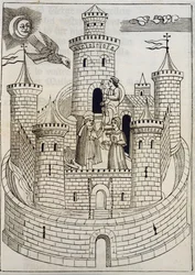 Ett slott, gravyr för att ackompanjera mallorcanska sånger skrivna av Fray Anselm Turmeda