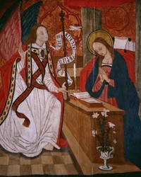Bebådelse, panel från kyrkan San Andres of Tortura, sent 1400-tal - början av 1500-talet (målat trä)