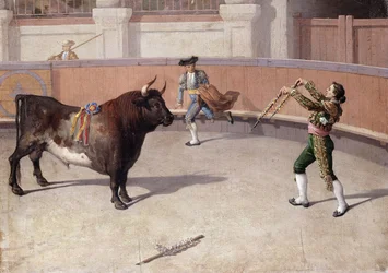 Tjurfäktningsscen, 1800-talet.