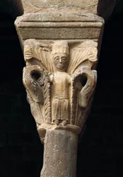 Huvudstad i en kolumn, från kyrkan Santa Maria de l