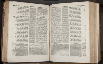 Complutensian Polyglot Bible, tryckt av Arnao Guillen de Brocar (gravyr)