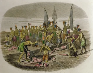Döda franciskanska missionärer, styckade och uppätna av karibiska indianer som de hade försökt evangelisera 1516